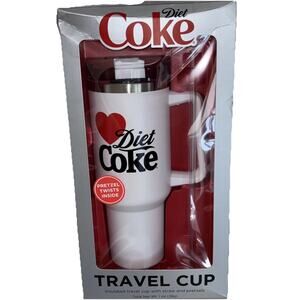 Love Diet Coke Tumbler Travel Cup 40 Oz with Lid & Straw pretzels inside NEW